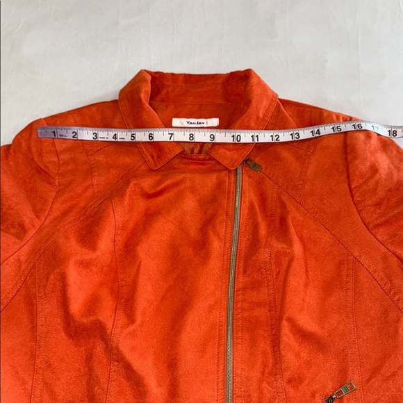 TanJay Jacket vintage faux suede women's orange zipper women's size 12 - Picture 5 of 10